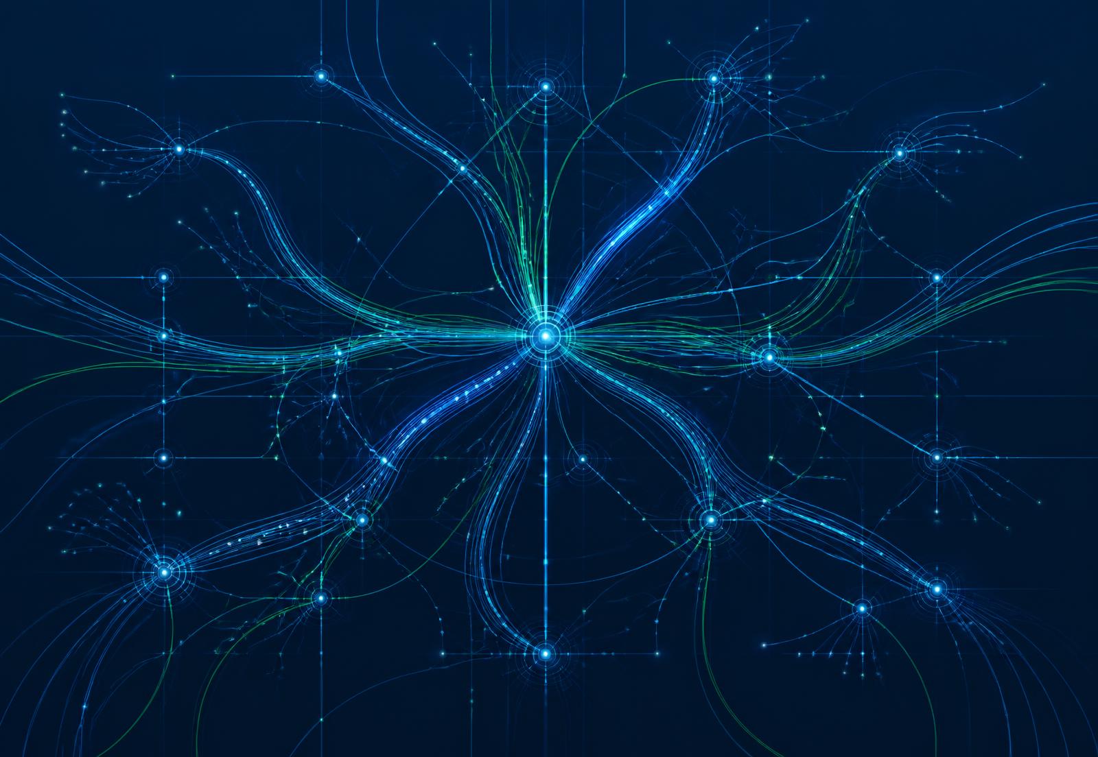 Abstract fiber network node diagram representing engineering precision